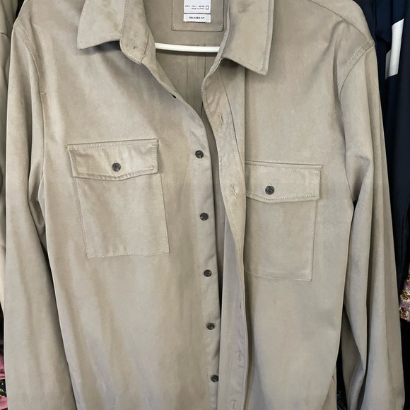 suede gray button up SUPER SUPER SOFT from ZARA - Picture 2 of 10